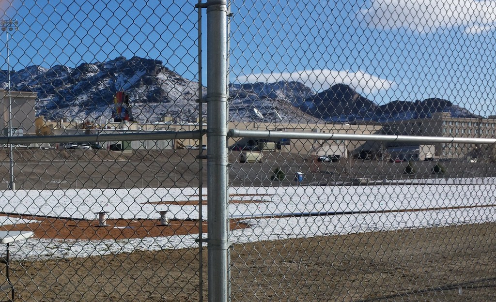 Empty snowy field.