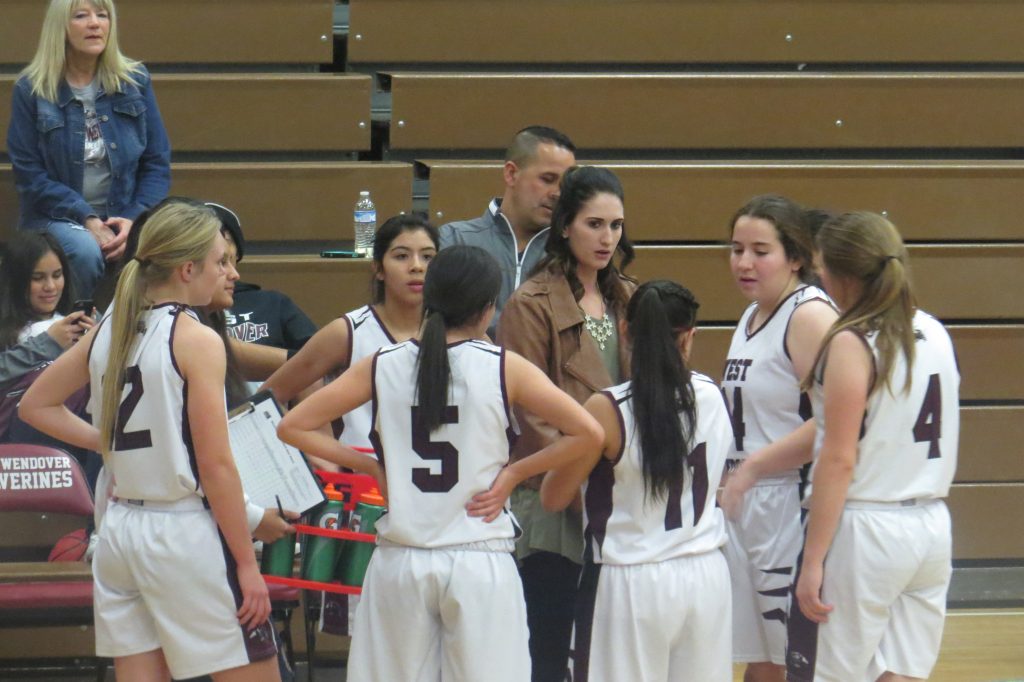 WWHS Girls Varsity Basketball seen here with their coach Danika(Sharp) Overturf. Danika is a WWHS star basketball player herself (Photo teacher and coach Kim Reamer).